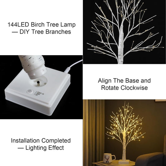 Warm White Birchwood LED 144 Lumine scence Table top