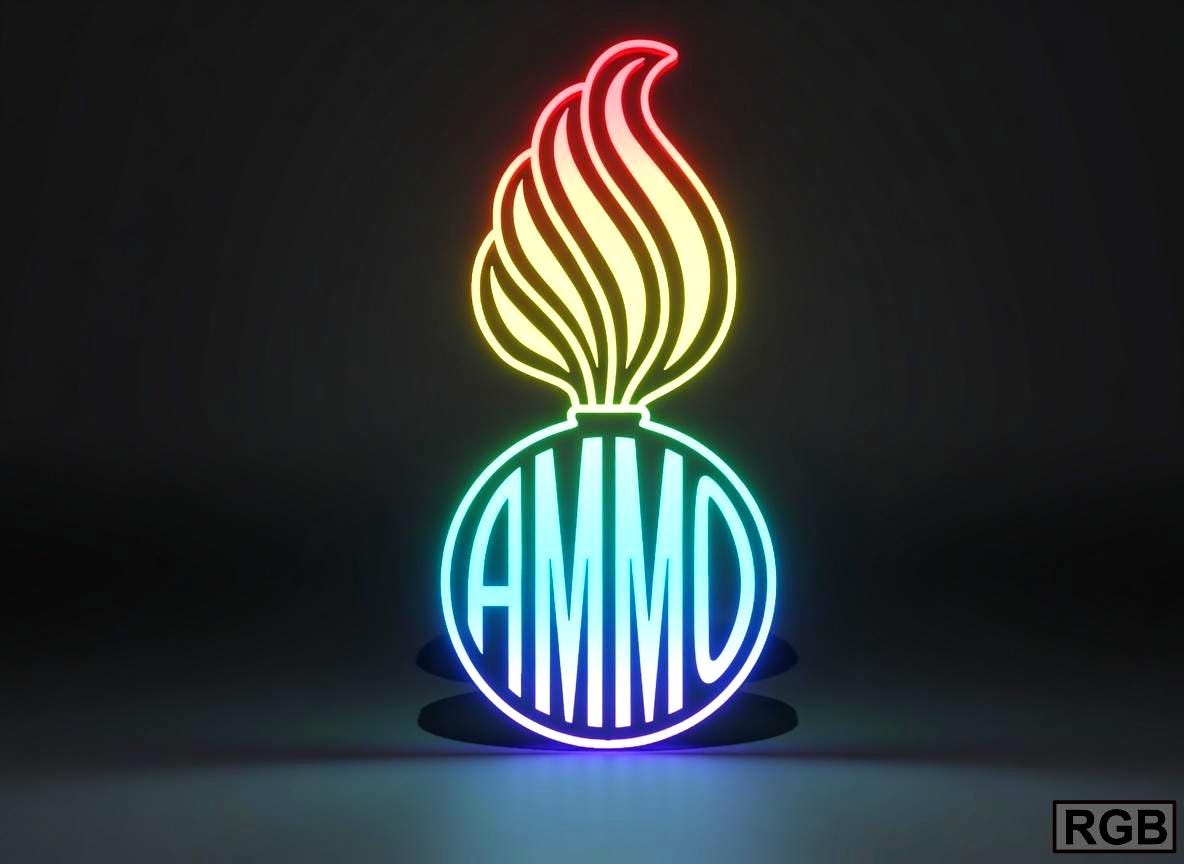 The RGB Version (variation) The U.S. Air Force (USAF) and U.S. Army AMMO PissPot Custom Insignia Wall Sign, Desk Display, or Shelf Souvenir which is internally illuminated with high density LEDs and USB powered. Purchase available for limited time.