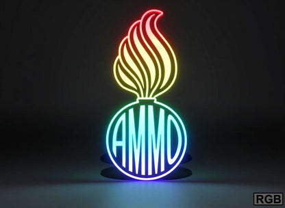 The RGB Version (variation) The U.S. Air Force (USAF) and U.S. Army AMMO PissPot Custom Insignia Wall Sign, Desk Display, or Shelf Souvenir which is internally illuminated with high density LEDs and USB powered. Purchase available for limited time.