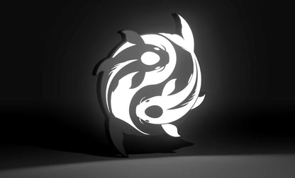 Avatar the Last Airbender Inspired Tui & La Moon & Ocean Koi Fish Wall Sign, Desk Display, or Shelf Souvenir which is internally illuminated with high density LEDs and USB powered. Purchase available for limited time.