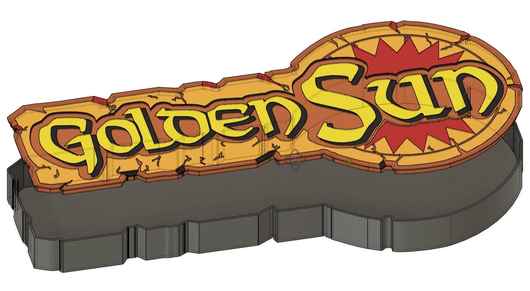 Complex Geometry for the Golden Sun (2001) Inspired 3D Wall Sign, Desk Display, or Shelf Souvenir which is internally illuminated with high density LEDs and USB powered. Purchase available for limited time.