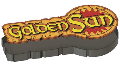Complex Geometry for the Golden Sun (2001) Inspired 3D Wall Sign, Desk Display, or Shelf Souvenir which is internally illuminated with high density LEDs and USB powered. Purchase available for limited time.
