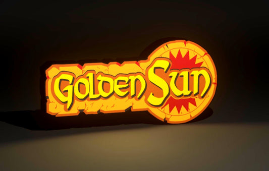 Golden Sun (2001) Inspired 3D Wall Sign, Desk Display, or Shelf Souvenir which is internally illuminated with high density LEDs and USB powered. Purchase available for limited time.