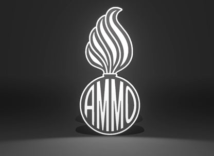 The U.S. Air Force (USAF) and U.S. Army AMMO PissPot Custom Insignia Wall Sign, Desk Display, or Shelf Souvenir which is internally illuminated with high density LEDs and USB powered. Purchase available for limited time.