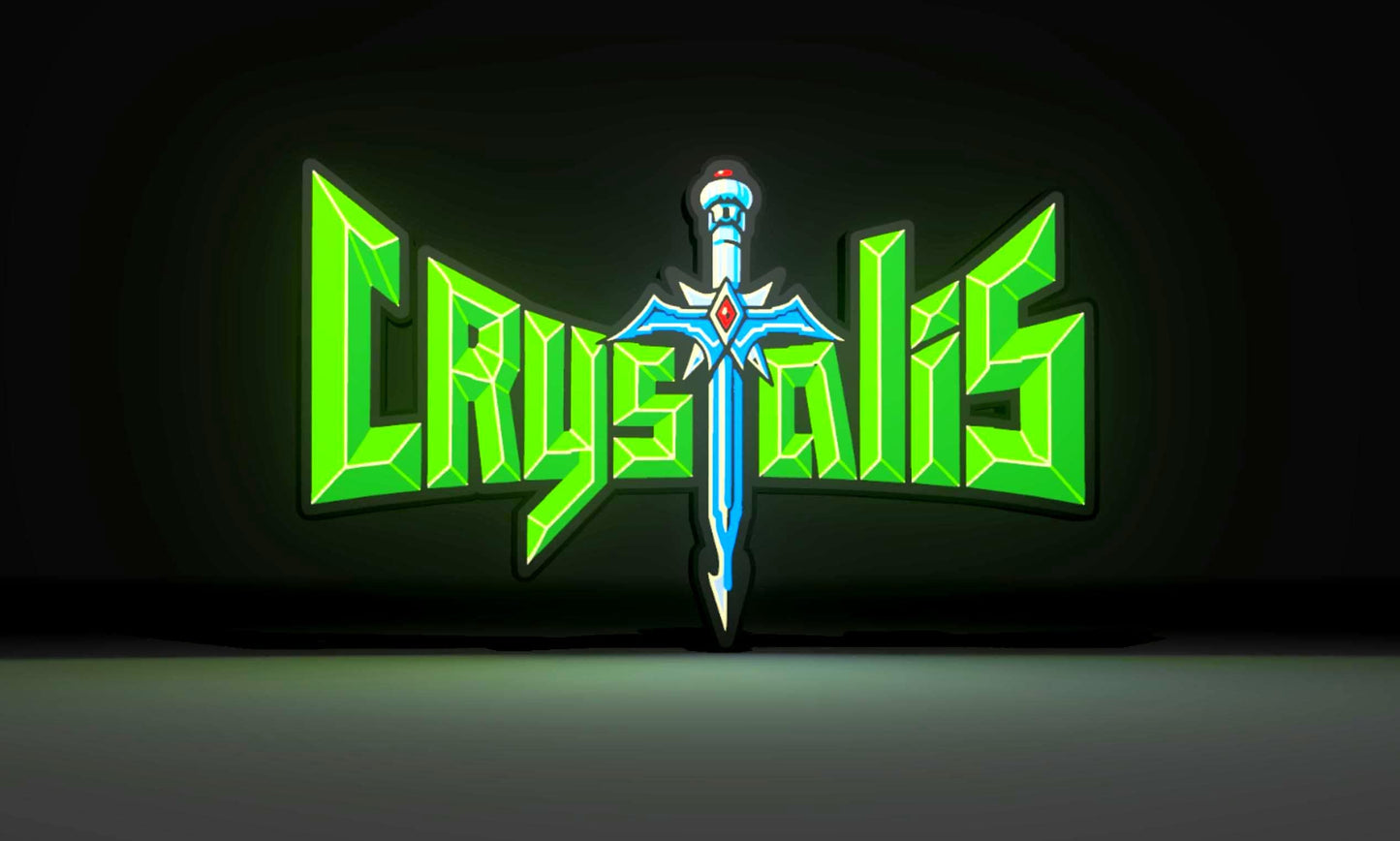 Crystalis (1990) Inspired 3D Wall Sign, Desk Display, or Shelf Souvenir which is internally illuminated with high density LEDs and USB powered. Purchase available for limited time.
