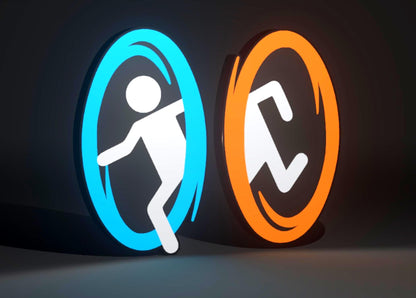 Valve Inspired Portal Wall Sign, Desk Display, or Shelf Souvenir which is internally illuminated with high density LEDs and USB powered. Purchase available for limited time.