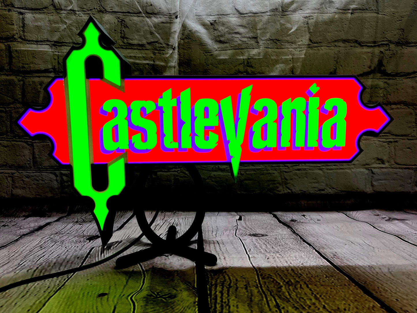 Castlevania (1986) Inspired 3D Wall Sign, Desk Display, or Shelf Souvenir which is internally illuminated with high density LEDs and USB powered. Purchase available for limited time.