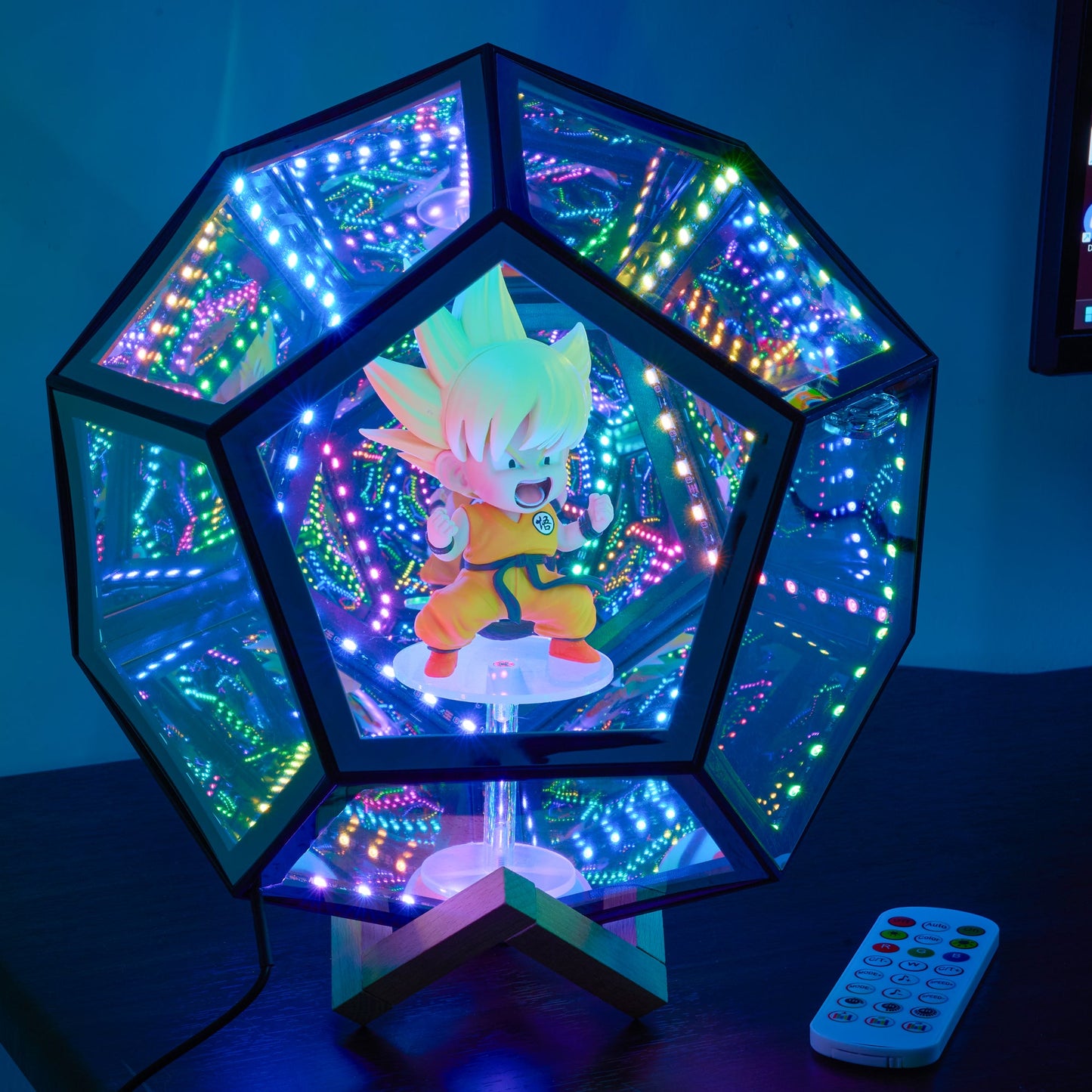 Acrylic Display Case with infinity RGB Light,  Dustproof Showcase Storage for Collectibles and Action Figures Mini Toys