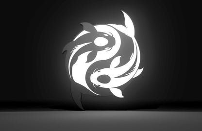 Avatar the Last Airbender Inspired Tui & La Moon & Ocean Koi Fish Wall Sign, Desk Display, or Shelf Souvenir which is internally illuminated with high density LEDs and USB powered. Purchase available for limited time.