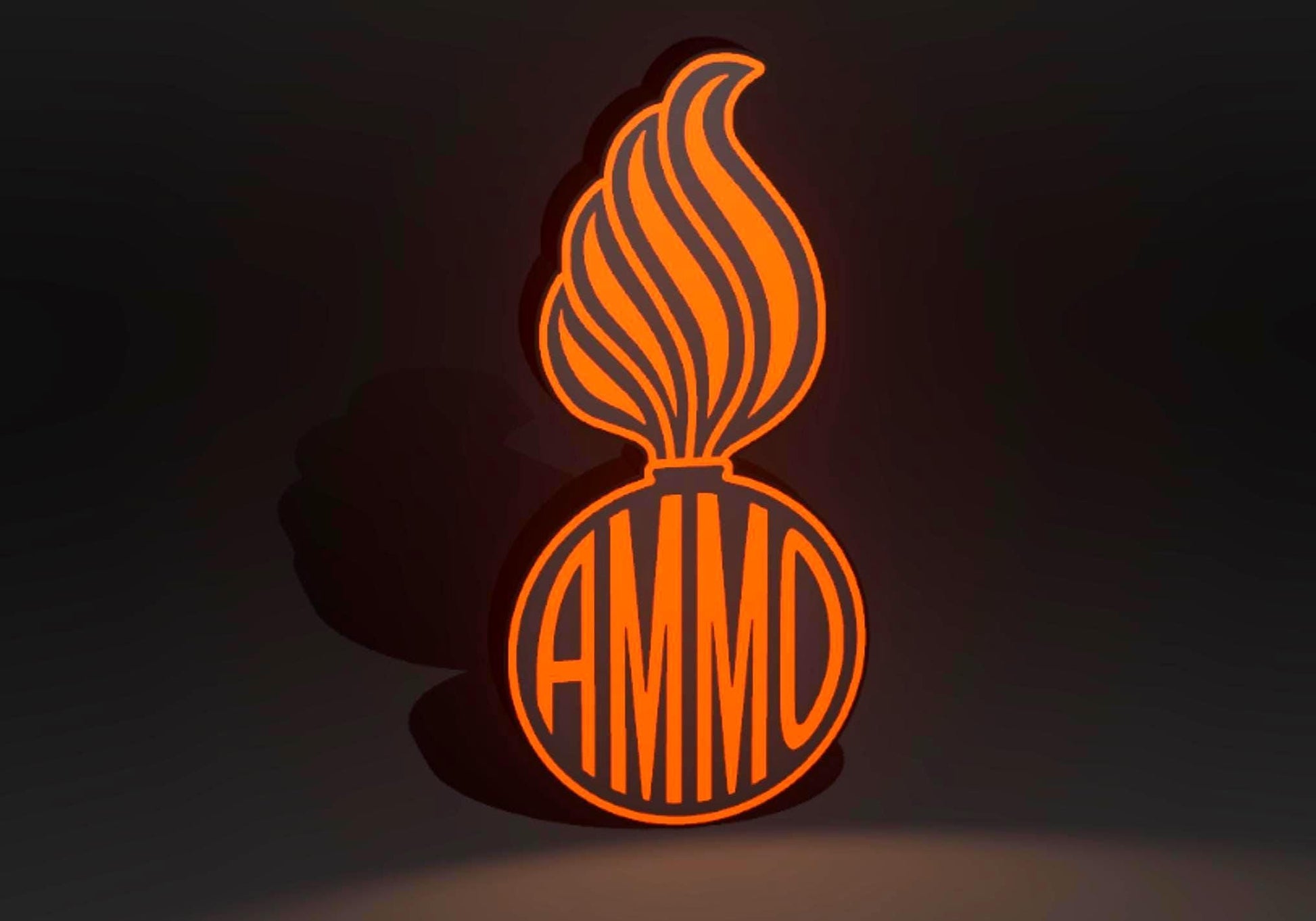 Hazard Plaque Black & Orange versions (variation) the U.S. Air Force (USAF) and U.S. Army AMMO PissPot Custom Insignia Wall Sign, Desk Display, or Shelf Souvenir which is internally illuminated with high density LEDs and USB powered. Purchase available for limited time.