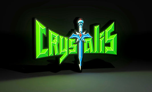 Crystalis (1990) Inspired 3D Wall Sign, Desk Display, or Shelf Souvenir which is internally illuminated with high density LEDs and USB powered. Purchase available for limited time.
