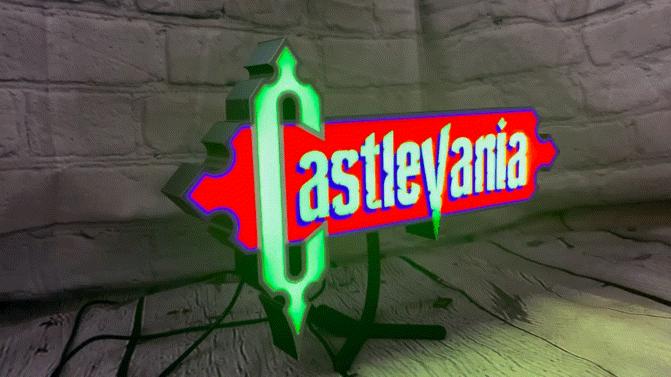Castlevania (1986) Inspired 3D Wall Sign, Desk Display, or Shelf Souvenir which is internally illuminated with high density LEDs and USB powered. Purchase available for limited time.