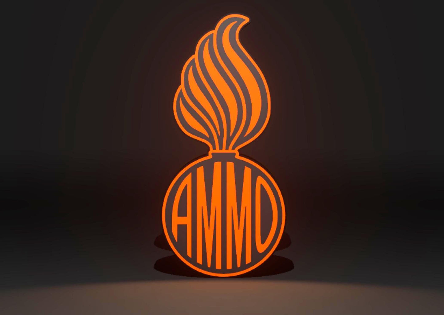 Hazard Plaque Black & Orange versions (variation) the U.S. Air Force (USAF) and U.S. Army AMMO PissPot Custom Insignia Wall Sign, Desk Display, or Shelf Souvenir which is internally illuminated with high density LEDs and USB powered. Purchase available for limited time.