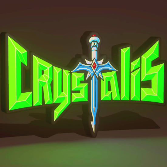 Crystalis (1990) Inspired 3D Wall Sign, Desk Display, or Shelf Souvenir which is internally illuminated with high density LEDs and USB powered. Purchase available for limited time.