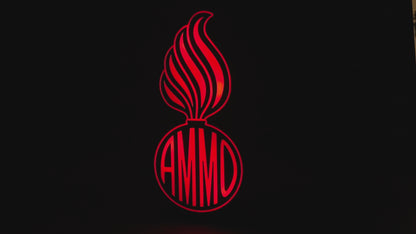 RGB Version (variation) of the U.S. Air Force (USAF) and U.S. Army AMMO PissPot Custom Insignia Wall Sign, Desk Display, or Shelf Souvenir which is internally illuminated with high density LEDs and USB powered. Purchase available for limited time.