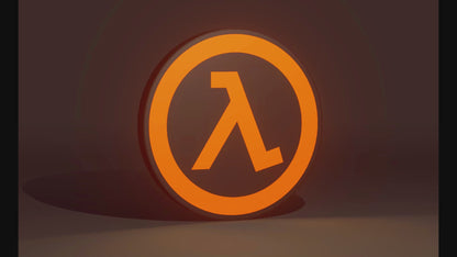 Valve Inspired Half-Life (1998) 3D Wall Sign, Desk Display, or Shelf Souvenir which is internally illuminated with high density LEDs and USB powered. Purchase available for limited time.