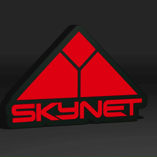 Terminator Inspired SKYNET logo as a Wall Sign, Desk Display, or Shelf Souvenir which is internally illuminated with high density LEDs and USB powered. Purchase available for limited time.