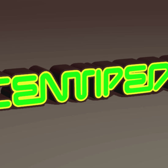 Centipede (1981) Inspired Arcade Marquee Wall Sign, Desk Display, or Shelf Souvenir which is internally illuminated with high density LEDs and USB powered. Purchase available for limited time.