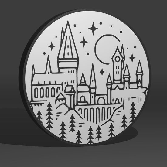 Harry Potter Inspired Hogwarts School of Witchcraft and Wizardry 3D Wall Sign, Desk Display, or Shelf Souvenir which is internally illuminated with high density LEDs and USB powered. Purchase available for limited time.