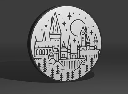 Harry Potter Inspired Hogwarts School of Witchcraft and Wizardry 3D Wall Sign, Desk Display, or Shelf Souvenir which is internally illuminated with high density LEDs and USB powered. Purchase available for limited time.