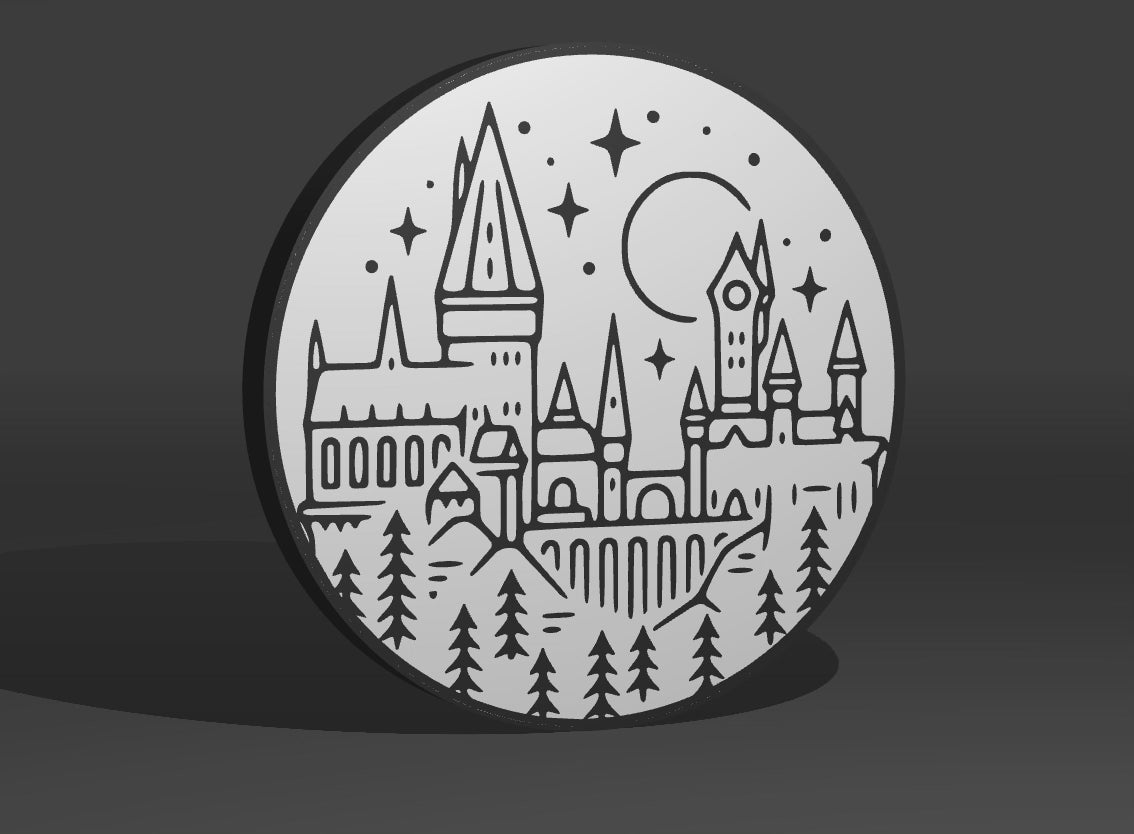 Harry Potter Inspired Hogwarts School of Witchcraft and Wizardry 3D Wall Sign, Desk Display, or Shelf Souvenir which is internally illuminated with high density LEDs and USB powered. Purchase available for limited time.
