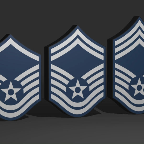 USAF E7 E8 E9 MSgt Senior Enlisted Military Rank Insignia 3D Wall Sign, Desk Display, or Shelf Souvenir which is internally illuminated with high density LEDs and USB powered. Purchase available for limited time.