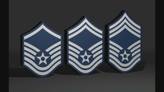 USAF E7 E8 E9 MSgt Senior Enlisted Military Rank Insignia 3D Wall Sign, Desk Display, or Shelf Souvenir which is internally illuminated with high density LEDs and USB powered. Purchase available for limited time.