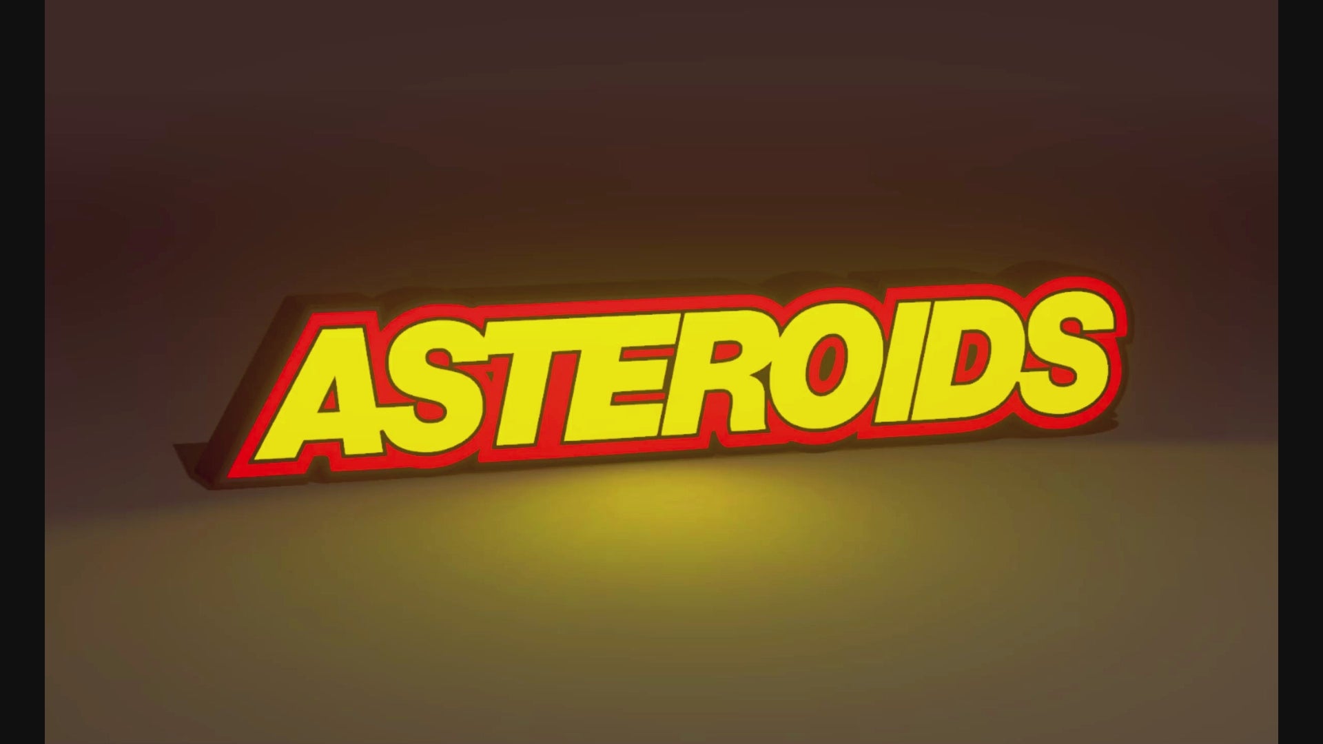 ASTEROIDS (1979) Inspired Arcade Marquee Wall Sign, Desk Display, or Shelf Souvenir which is internally illuminated with high density LEDs and USB powered. Purchase available for limited time.