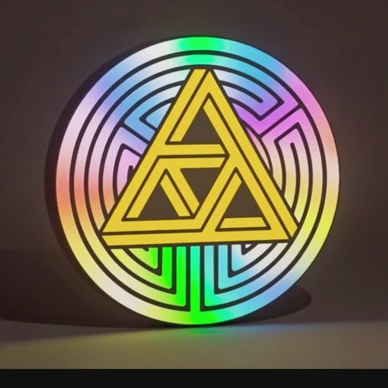 The Legend of Zelda Inspired Tri-Force Wall Sign, Desk Display, or Shelf Souvenir which is internally illuminated with high density LEDs and USB powered. Purchase available for limited time.