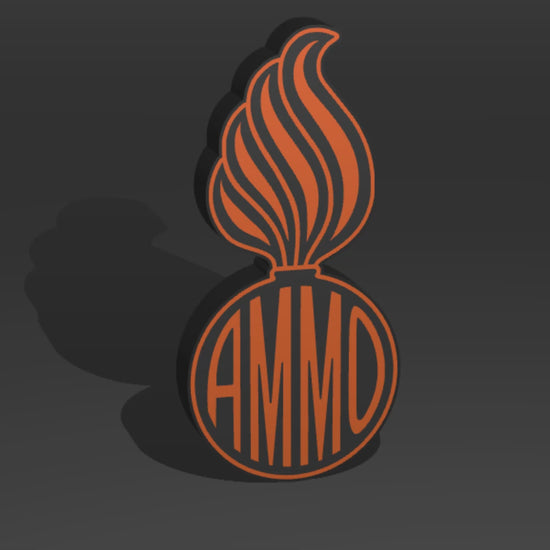 Hazard Plaque Black & Orange versions (variation) the U.S. Air Force (USAF) and U.S. Army AMMO PissPot Custom Insignia Wall Sign, Desk Display, or Shelf Souvenir which is internally illuminated with high density LEDs and USB powered. Purchase available for limited time.