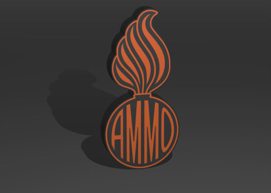 Hazard Plaque Black & Orange versions (variation) the U.S. Air Force (USAF) and U.S. Army AMMO PissPot Custom Insignia Wall Sign, Desk Display, or Shelf Souvenir which is internally illuminated with high density LEDs and USB powered. Purchase available for limited time.