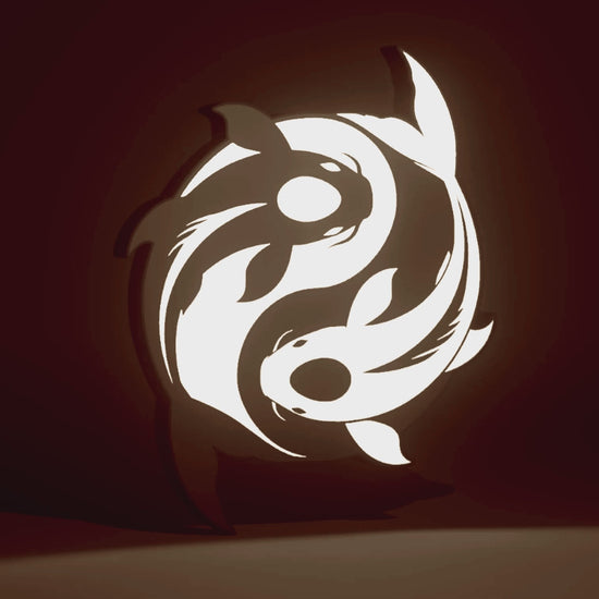 Avatar the Last Airbender Inspired Tui & La Moon & Ocean Koi Fish Wall Sign, Desk Display, or Shelf Souvenir which is internally illuminated with high density LEDs and USB powered. Purchase available for limited time.